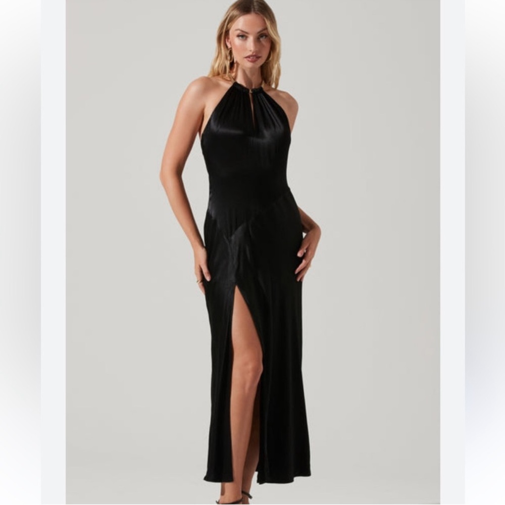 ASTR Black Halter Maxi Dress